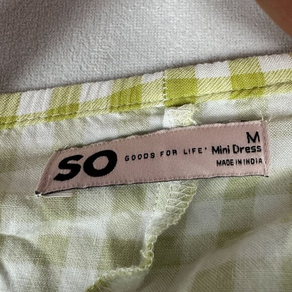 SO Goods For Life Green Gingham Open Back Bow Mini Dress Size Medium - Picture 6 of 11